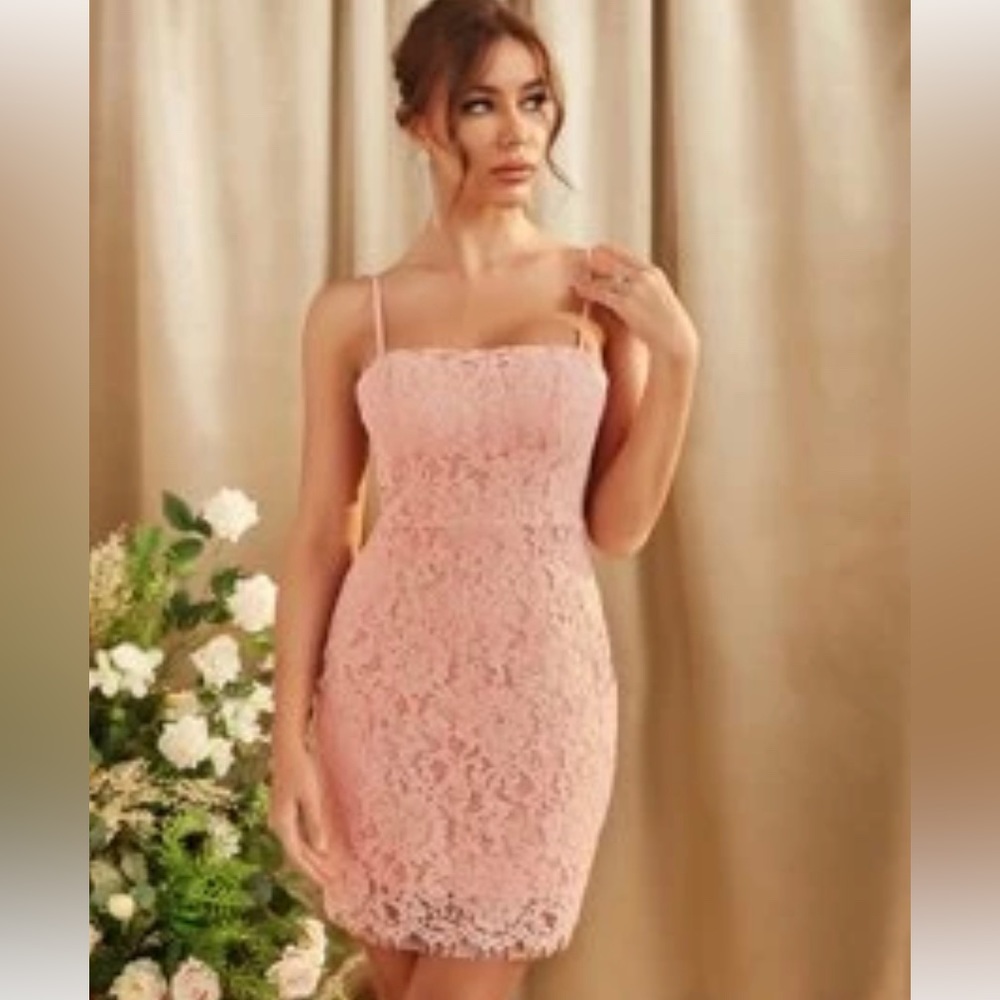 Cute mini Pink Lace Dress size 12 large